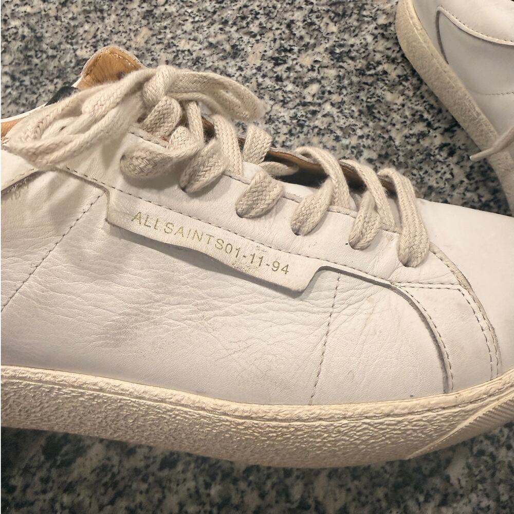 AllSaints White Leather Low-Top Sneakers Size 41 - Picture 4 of 9